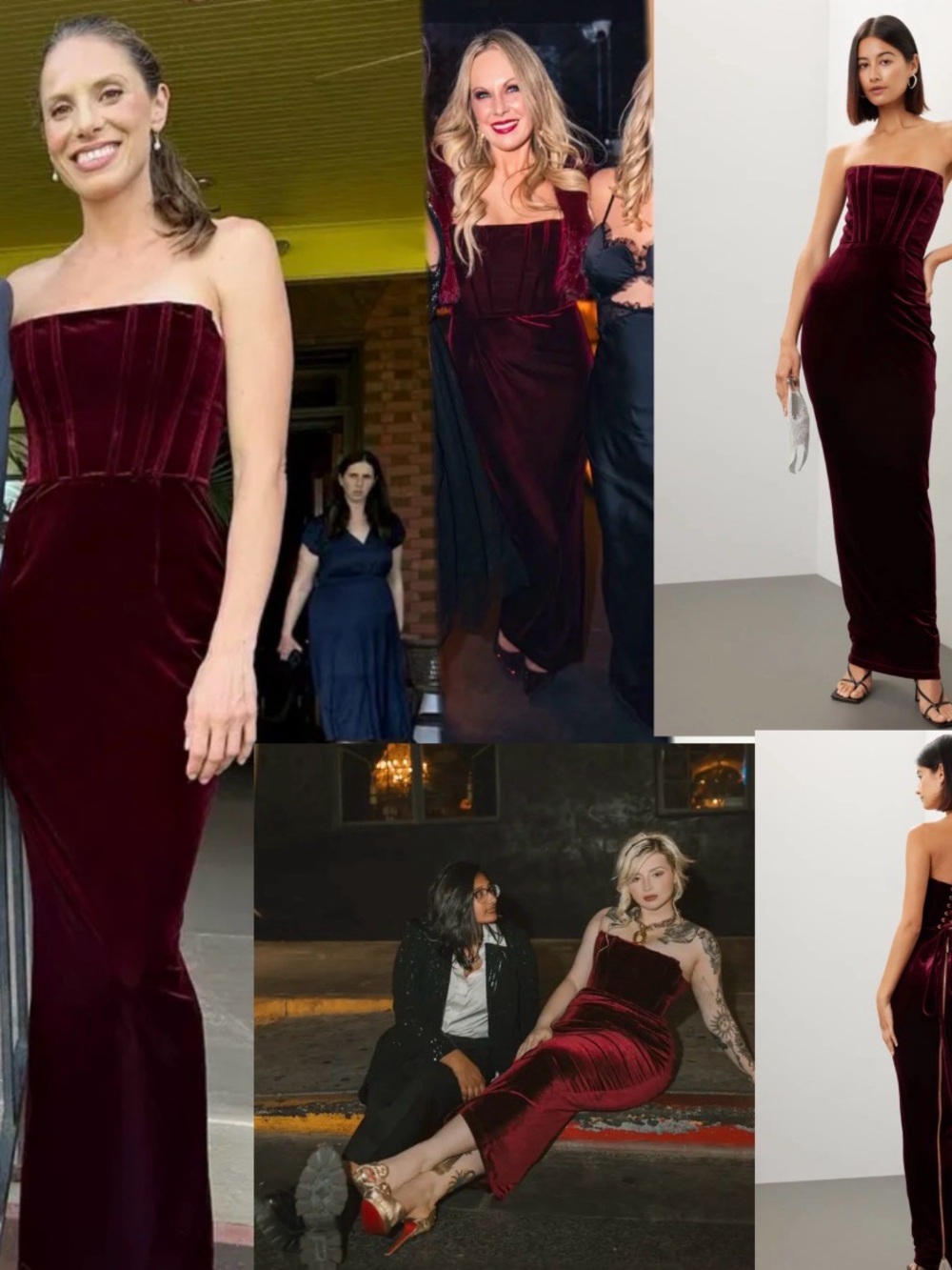 Bronx and Banco Florentina Corset Gown
Strapless Velvet in Deep Burgundy Sz Sm